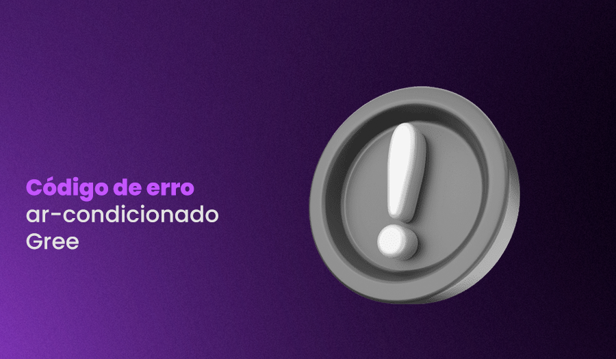 à esquerda, título "Código de erro ar-condicionado Gree" e à direita, ícone de aviso.