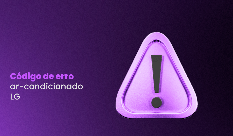 à esquerda, título "Código de erro ar-condicionado LG" e à direita, ícone de aviso.