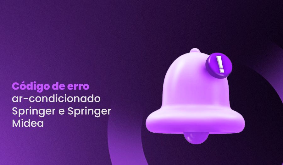 à esquerda, título "Código de erro ar-condicionado Springer e Springer Midea" e à direita, ícone de sino.