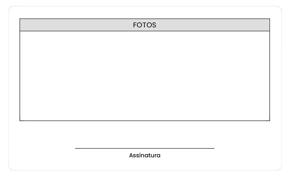 Animação do Auvo Service: o quadro de fotos recebendo as fotos do equipamento e a assinatura do cliente sendo desenhada