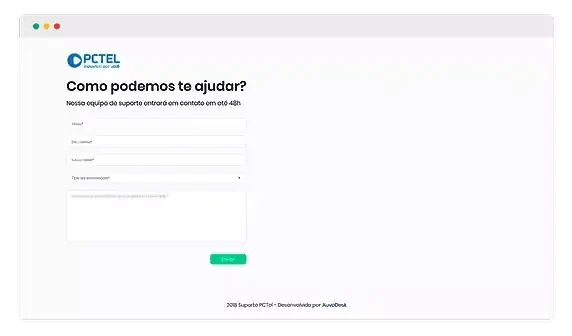 Central do Cliente do Auvo Service com o formulário de abertura de solicitação