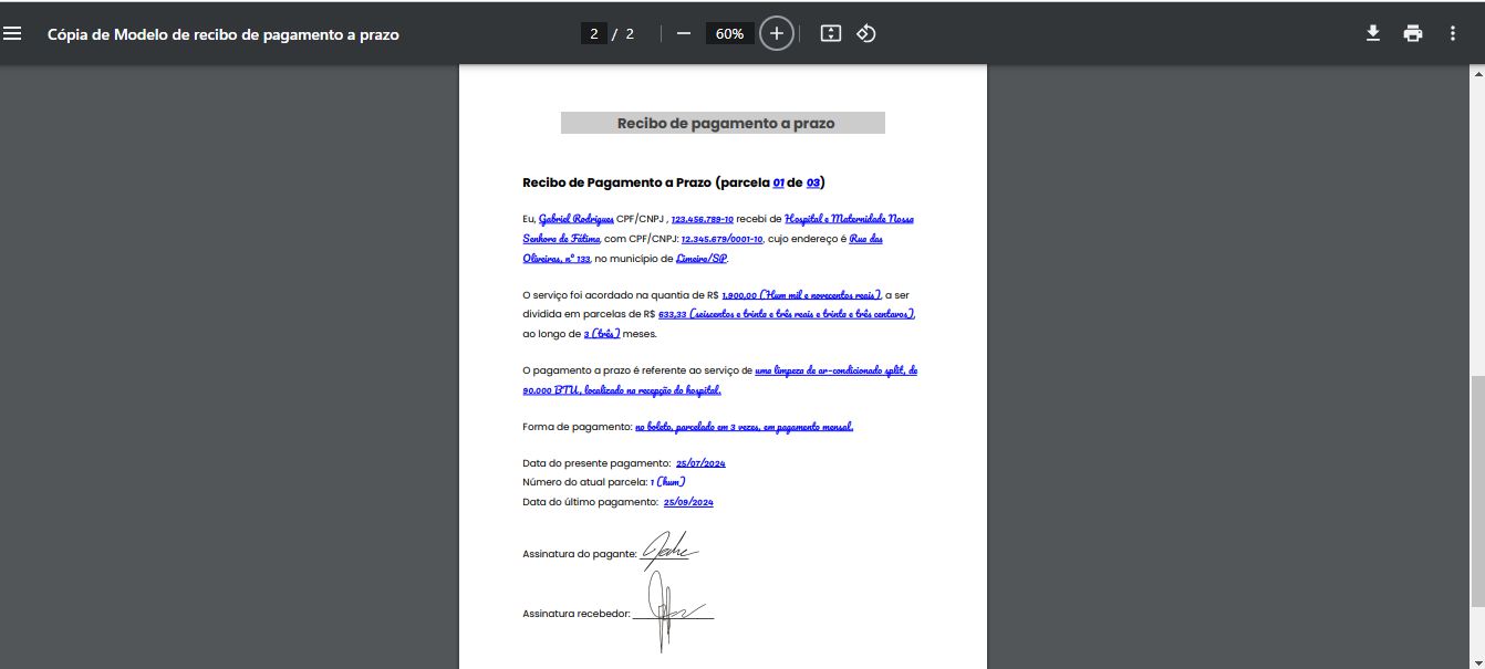 Como fazer recibo em PDF - passo 1