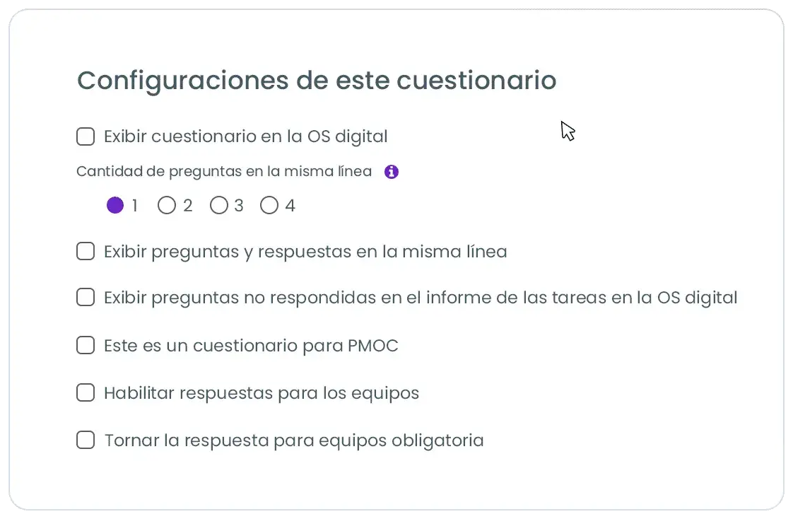 Configuración de checklist en Auvo Service con los ítems y mediciones de cada tipo de equipo