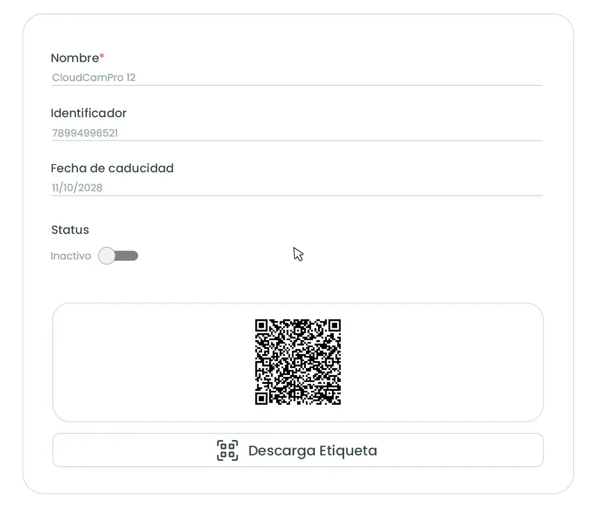 Registro de equipo en Auvo Service con código QR para abrir el historial desde el celular