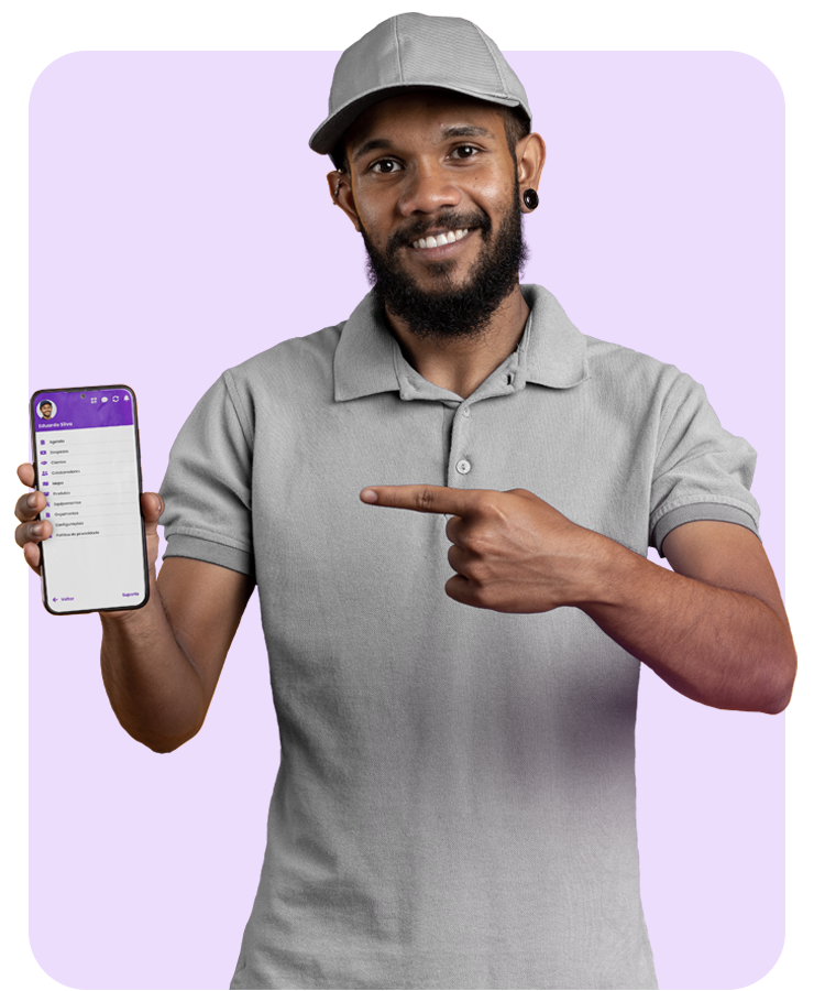 técnico feliz usando app auvo técnico feliz usando app auvo
